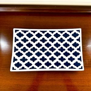 Navy and white serving tray
